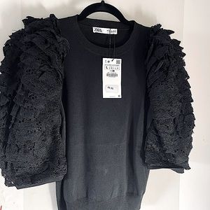 Zara Ruffled Sleeve Sweater